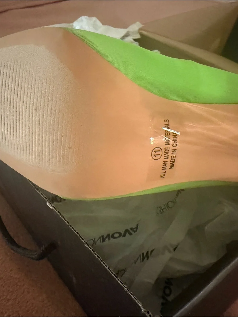 Fashion Nova Neon Green Pointed Sock Boot with Clear Heel